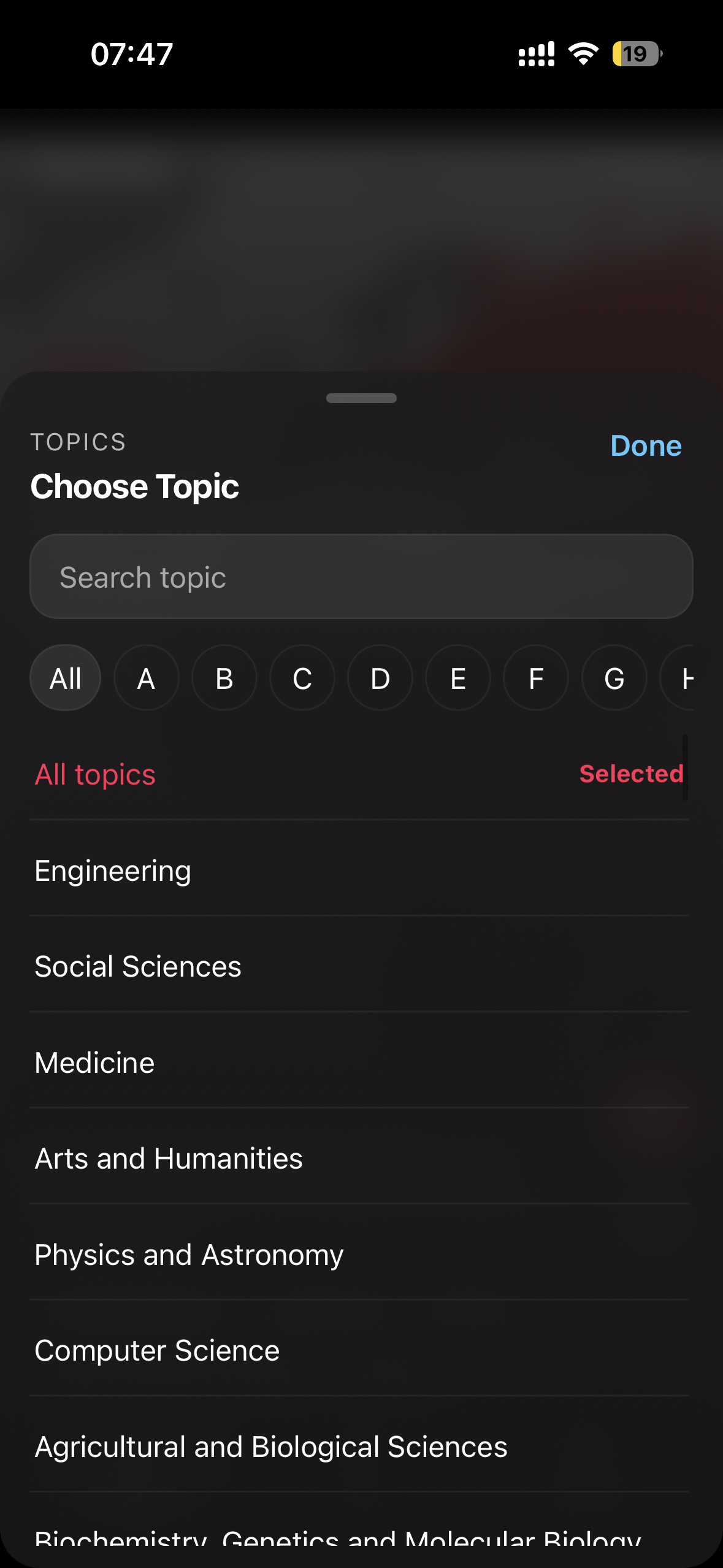 Topics picker